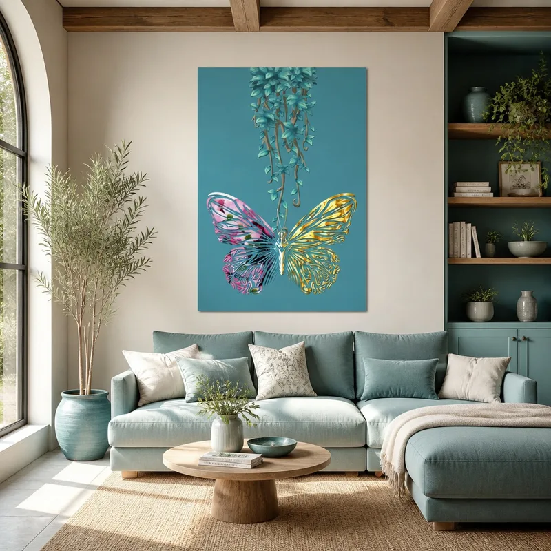 Farfalla Bicolore con Foliage quadro canvas