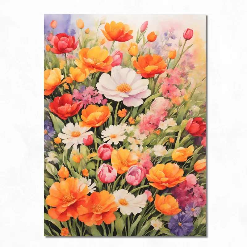 Toile artistique éclosion florale printanière vibrante
