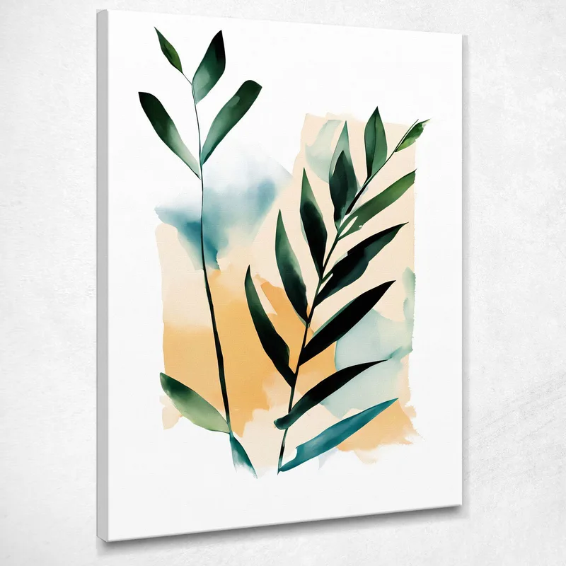 Modern Botanical Painting Minimalist Abstraction Of Green Palm Fronds canvas print
