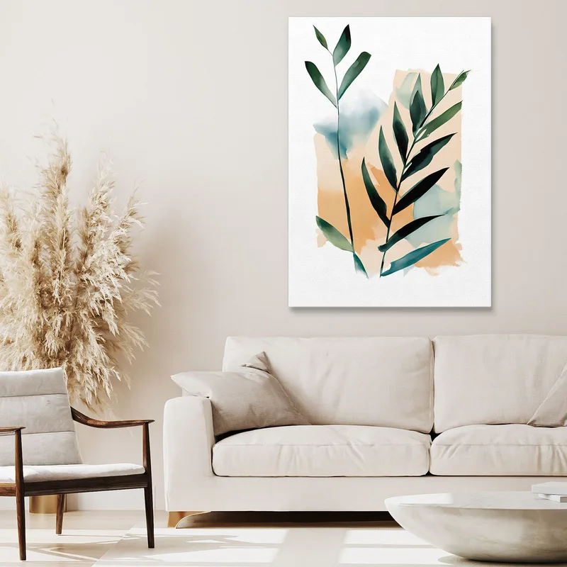 Quadro Botanico Moderno Astrazione Minimalista Di Fronde Di Palma Verdi