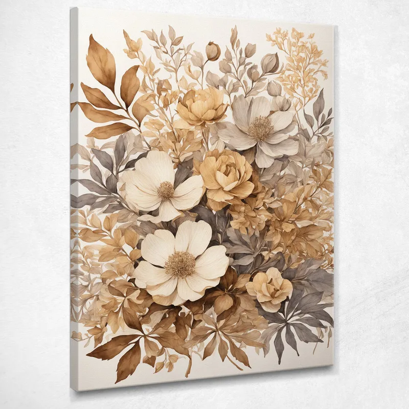 Modern Botanical Framework Botanical Composition Shades Of Beige And Brown canvas print