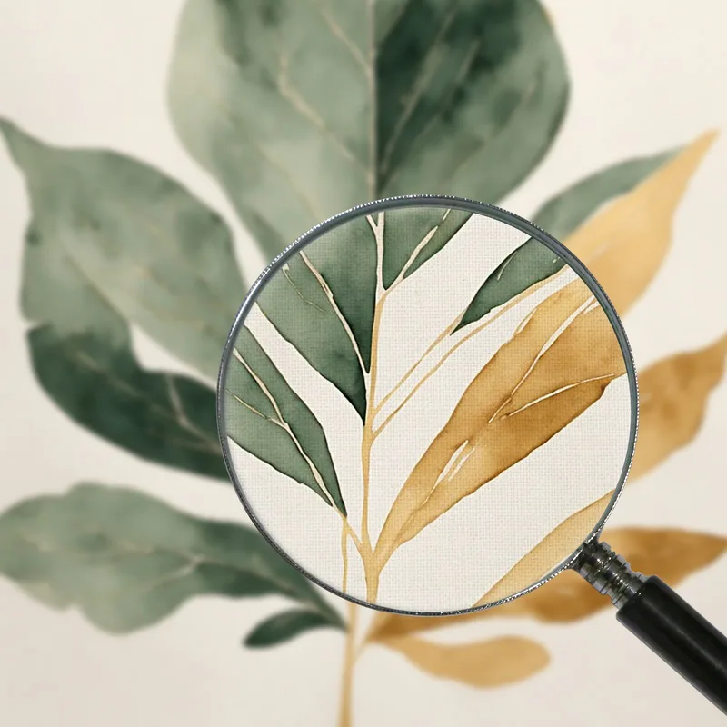 Quadro Botanico Moderno Elegante Foglia Minimalista Verde E Oro