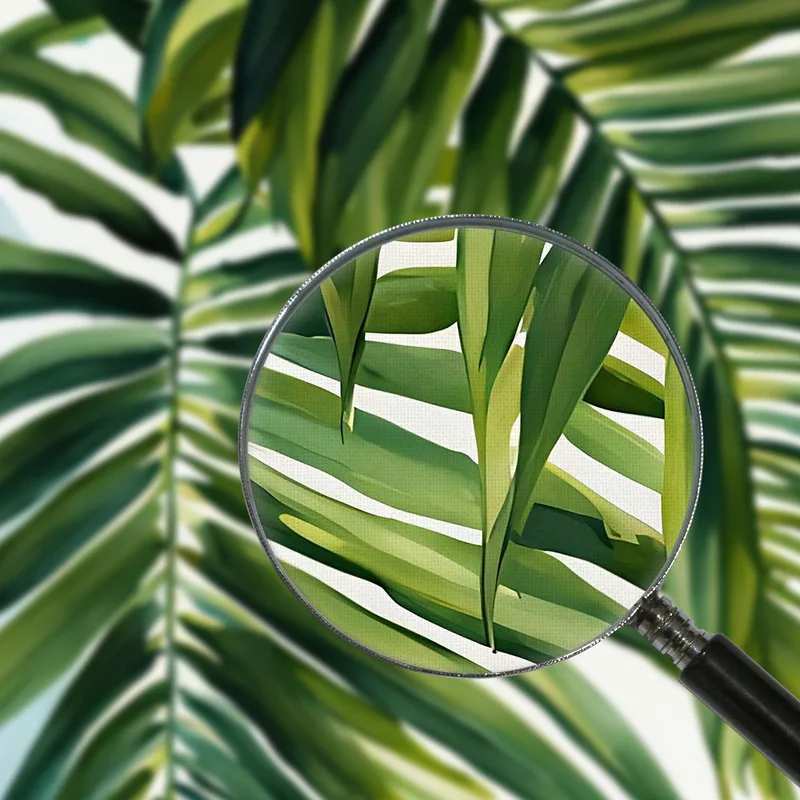 Modern Botanical Painting Green Palm Fronds In Watercolor Style