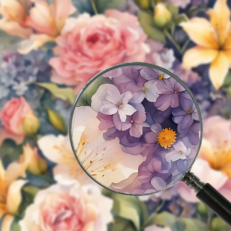 Quadro Botanico Moderno Giardino Fiorito Acquerello Con Rose E Gigli