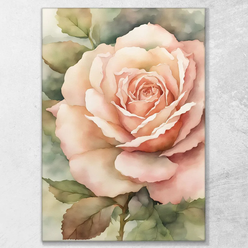 Quadro Botanico Moderno Incanto Floreale Rosa In Piena Fioritura