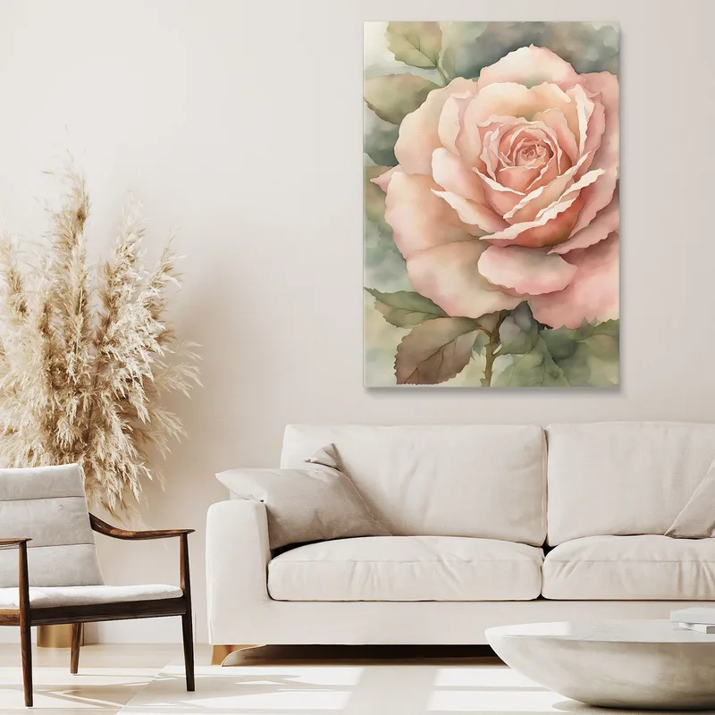 Quadro Botanico Moderno Incanto Floreale Rosa In Piena Fioritura