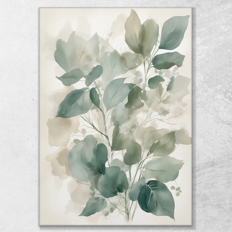 Moderne Botanische Malerei Schatten Grüner Blätter Minimalistisch