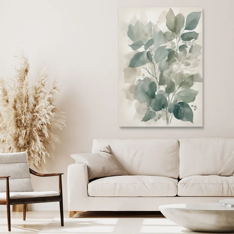 Moderne Botanische Malerei Schatten Grüner Blätter Minimalistisch