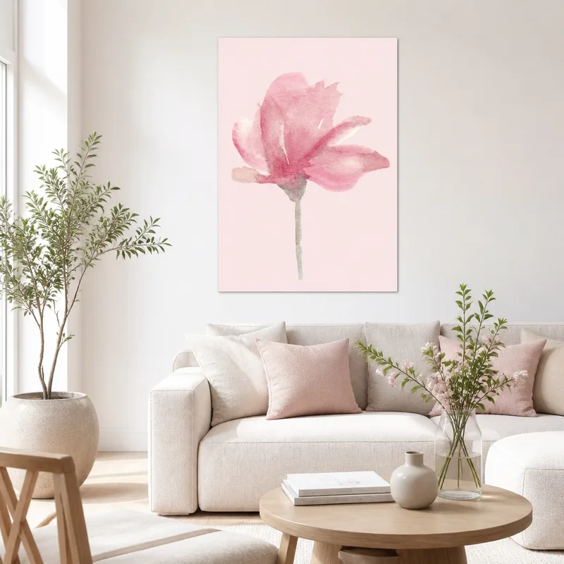 Fiore Rosa ad Acquerello quadro canvas