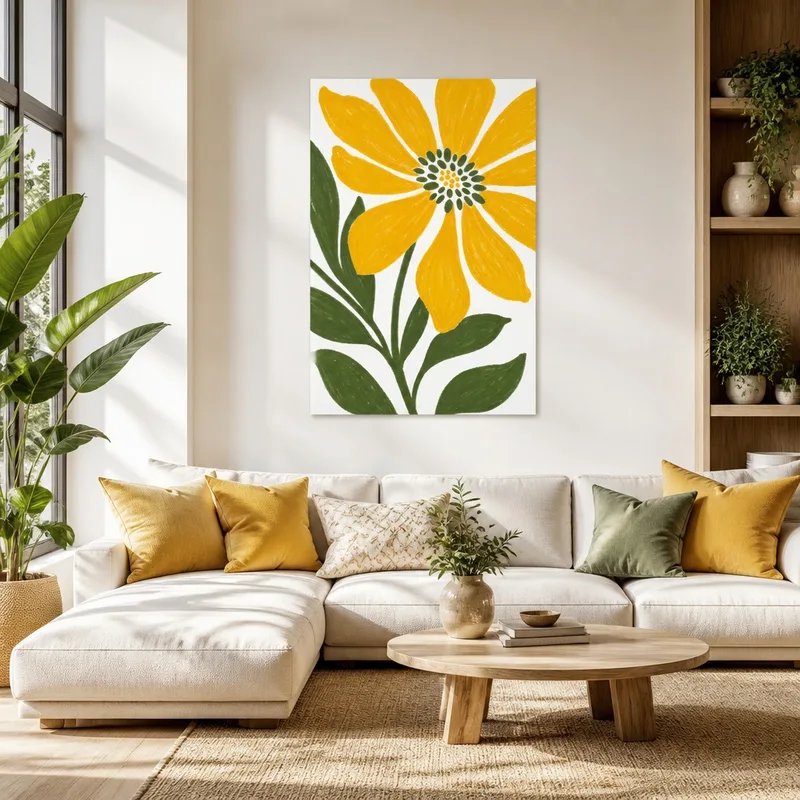 Flor de pétalos amarillos cuadro en lienzo
