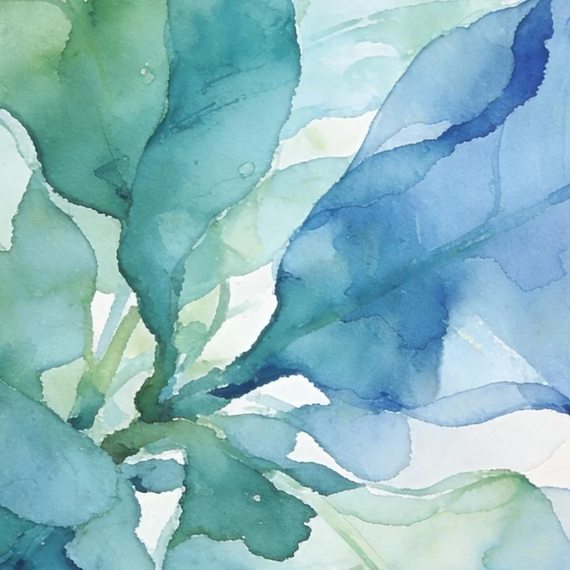 Modern canvas blue green botanical watercolor