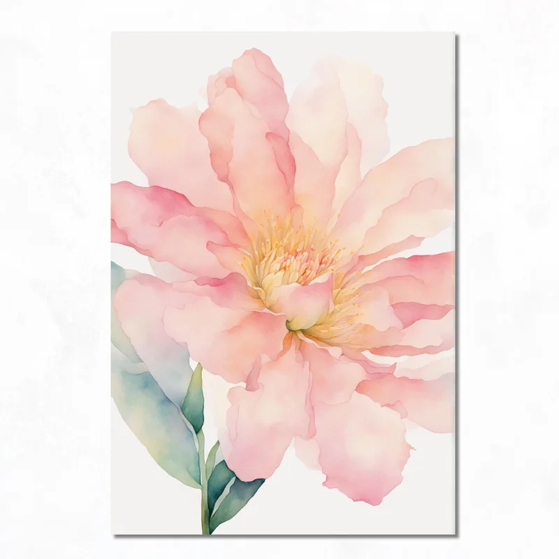 Fioritura di Peonia Rosa stampa su tela