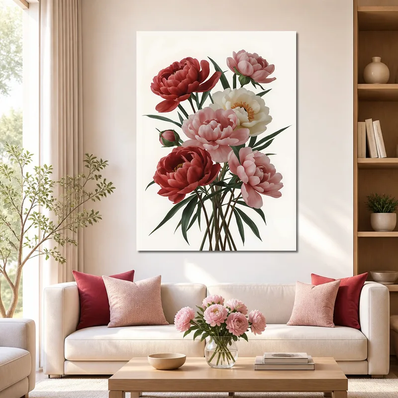 Toile artistique elégance de pivoine en fleur