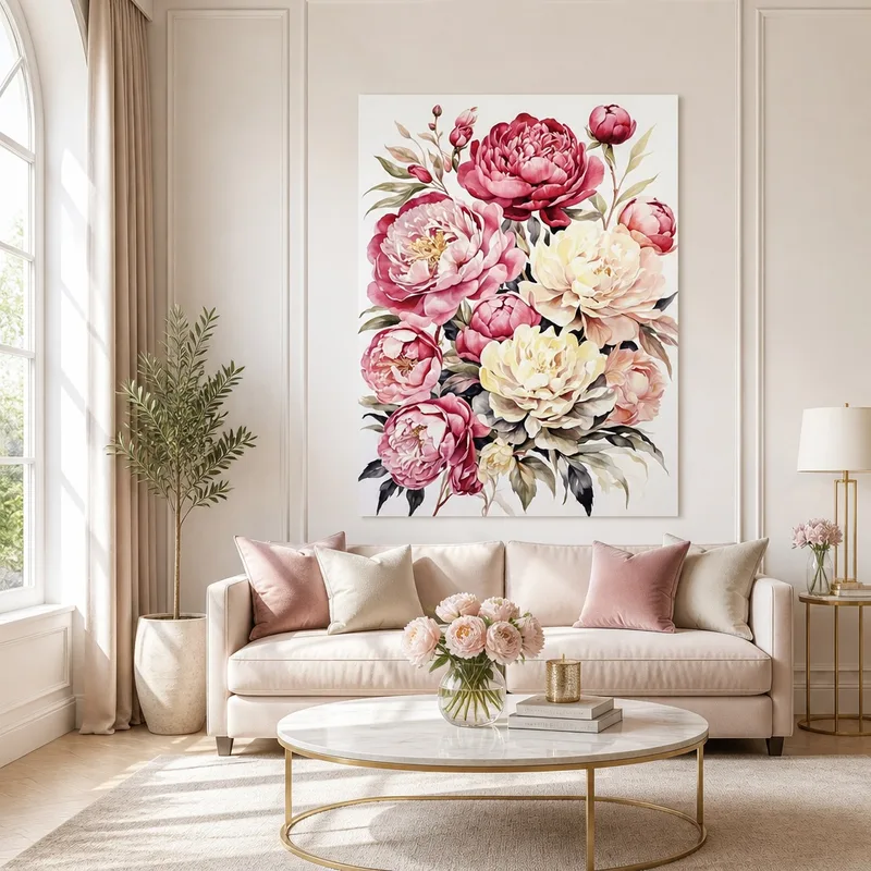 Impresion en lienzo elegancia de flor de peonía