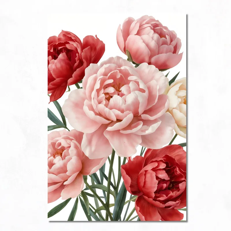 Rosa und Rote Pfingstrosen modernes wandbild