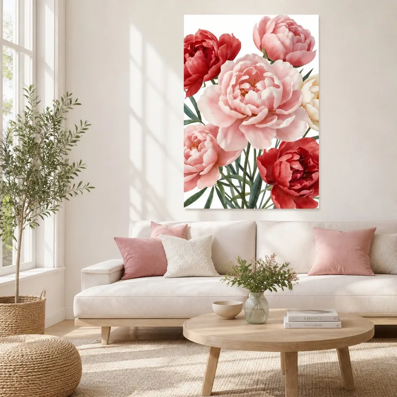Rosa und Rote Pfingstrosen modernes wandbild