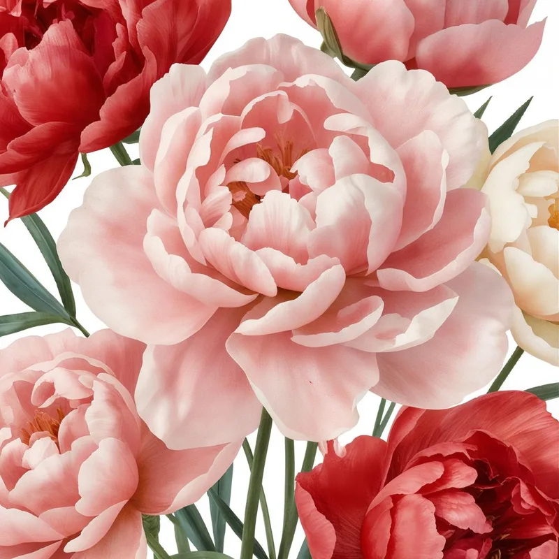 Rosa und Rote Pfingstrosen modernes wandbild