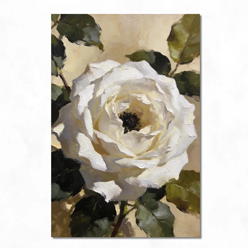 Weiße Rose Impressionistische Kunst drucken auf leinwand