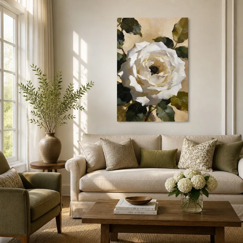 Weiße Rose Impressionistische Kunst drucken auf leinwand