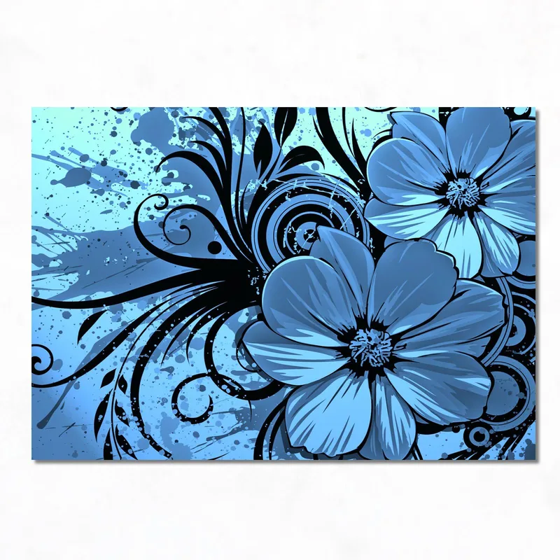 Blue Abstract Floral modern canvas