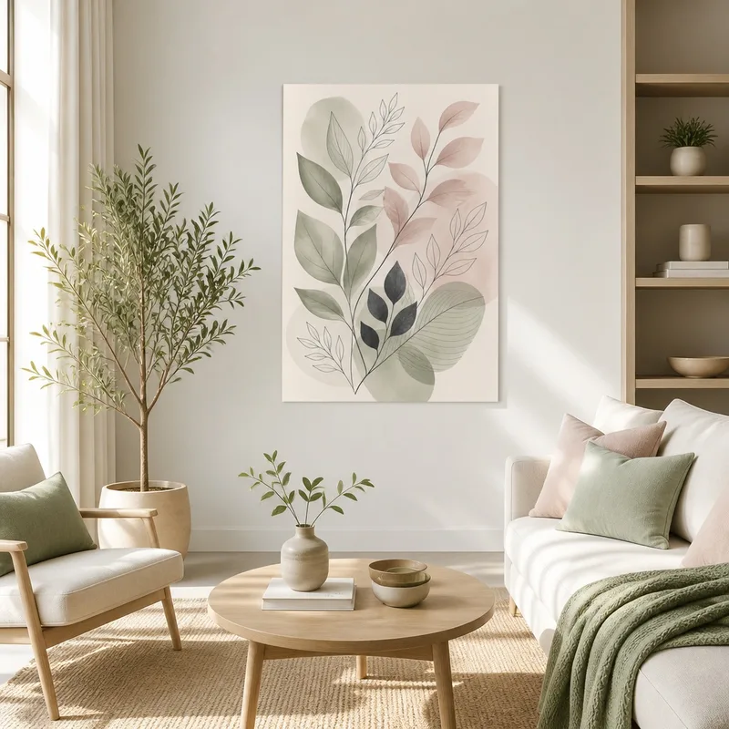 Arte moderno de hojas botánicas cuadro en lienzo