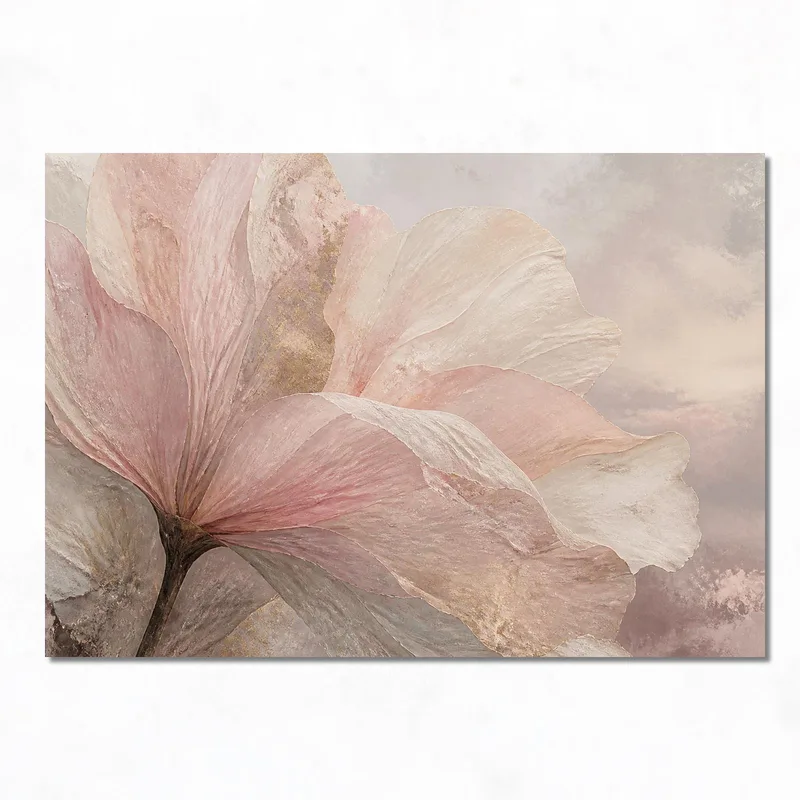 Fioritura Botanica Rosa Testurizzata quadro moderno su tela