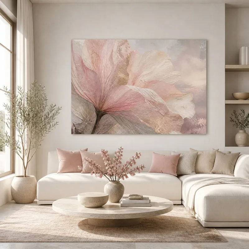 Fioritura Botanica Rosa Testurizzata quadro moderno su tela