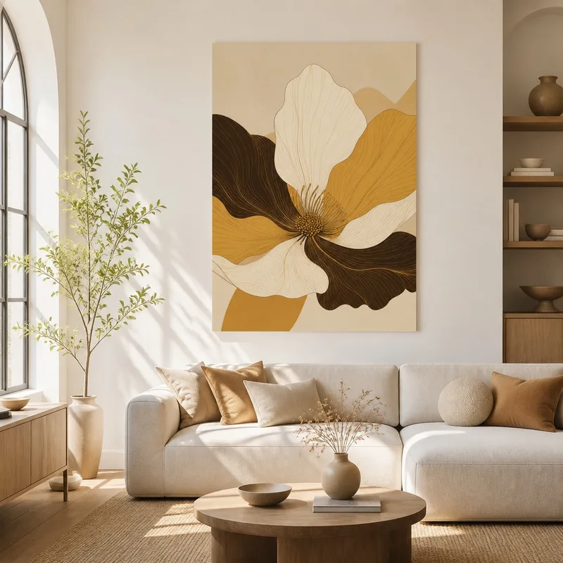 Stampa su canvas eleganza floreale monocromatica