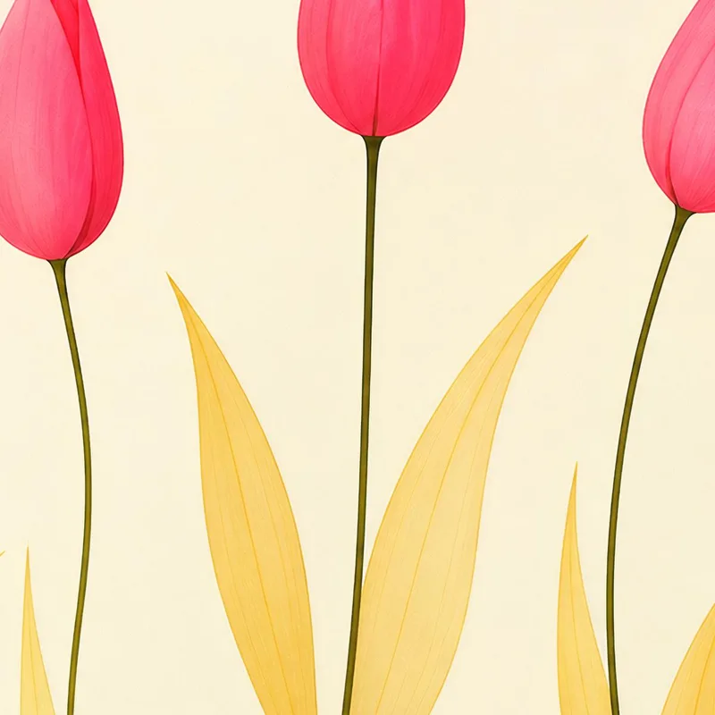 Impresion en lienzo tulipanes rosas sobre crema