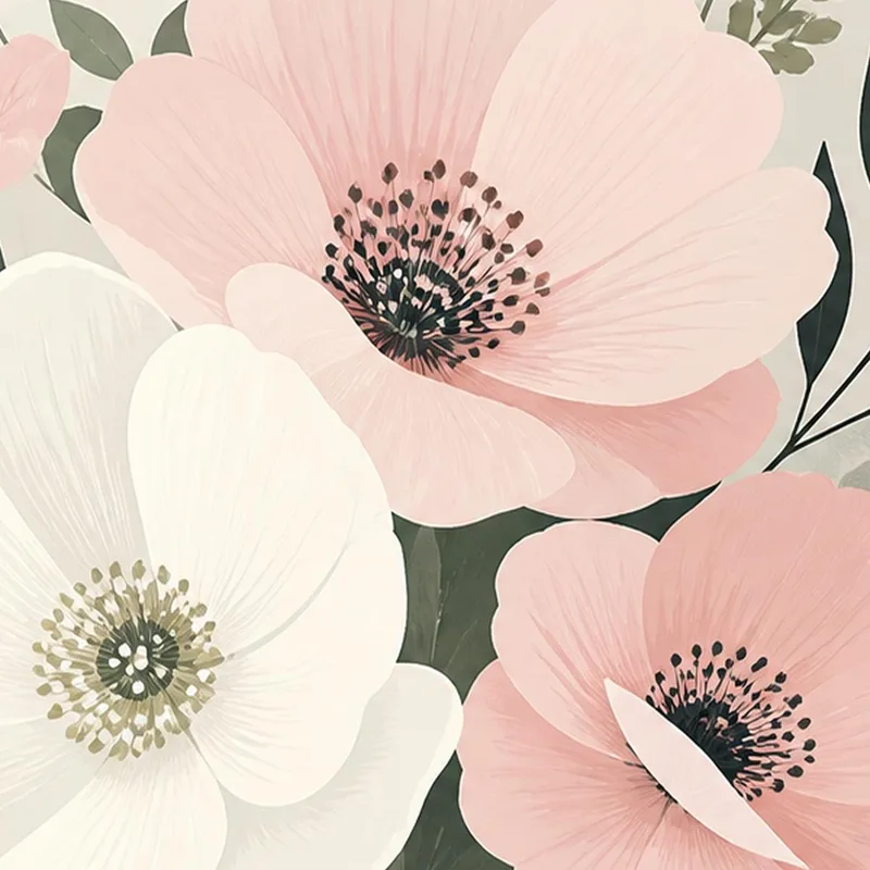 Impresion en lienzo elegancia floral rosa y blanca