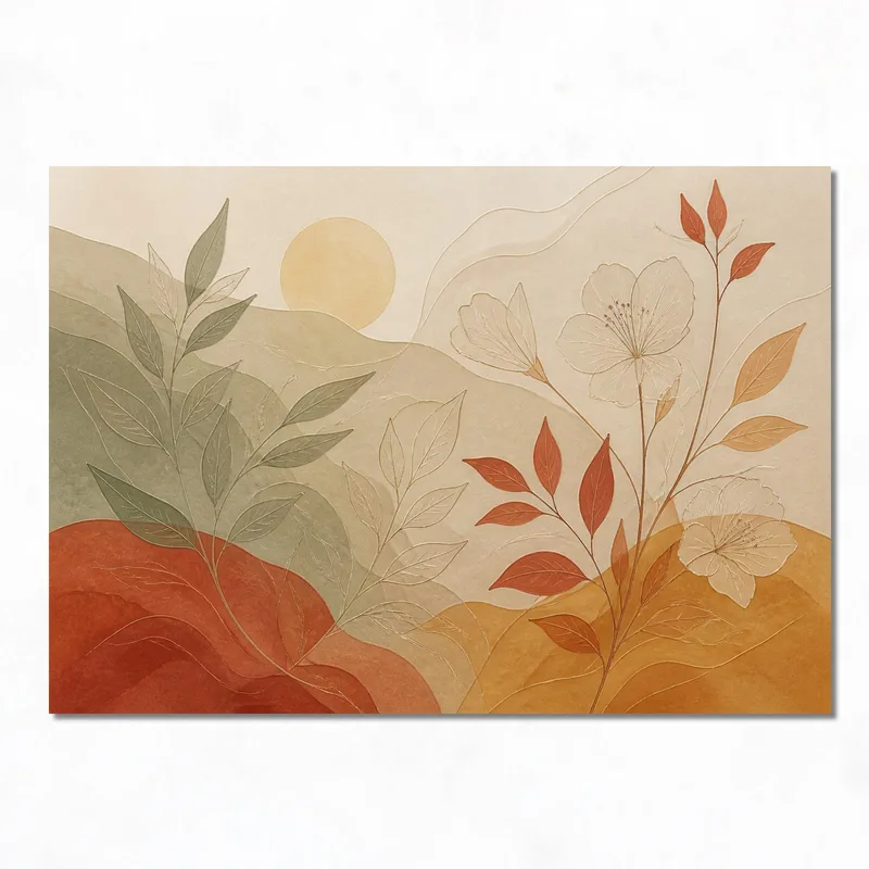 Toile artistique paysage botanique d'automne