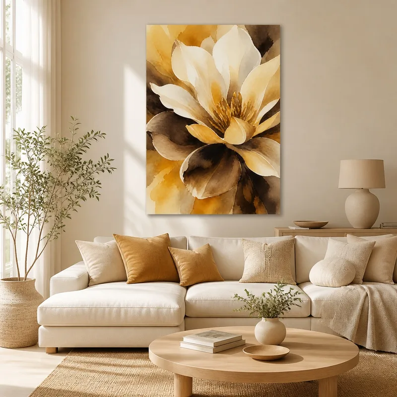 Golden Florals in Watercolor canvas art print