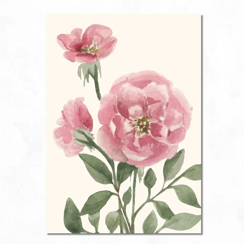 Acquerello Floreale Rosa stampa su tela