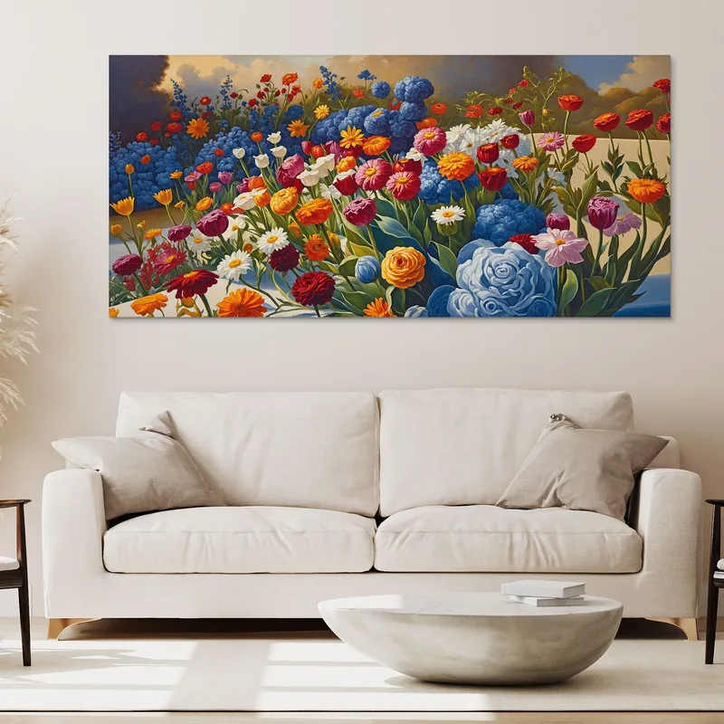 Pintura Botánica Explosión De Colores En El Jardín De Flores