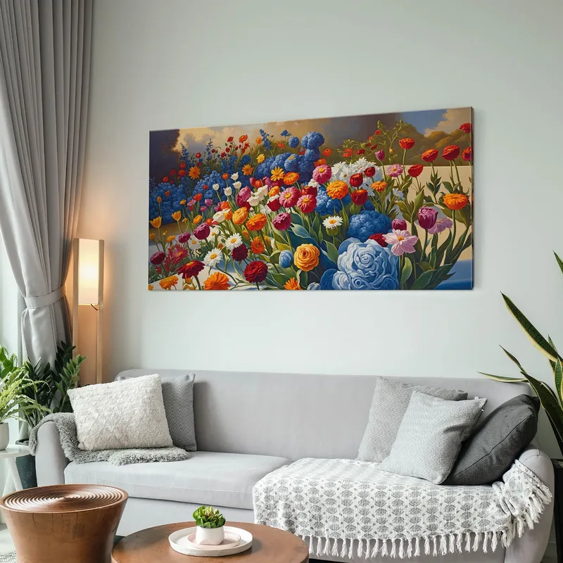 Pintura Botánica Explosión De Colores En El Jardín De Flores