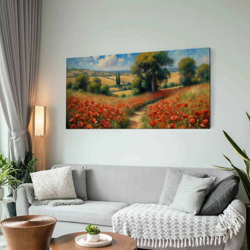 Botanischer Rahmenweg Zwischen Den Roten Mohnblumen