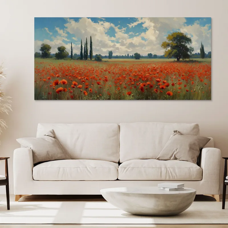 Botanische Malerei Pracht Der Mohnblumen Unter Dem Blauen Himmel
