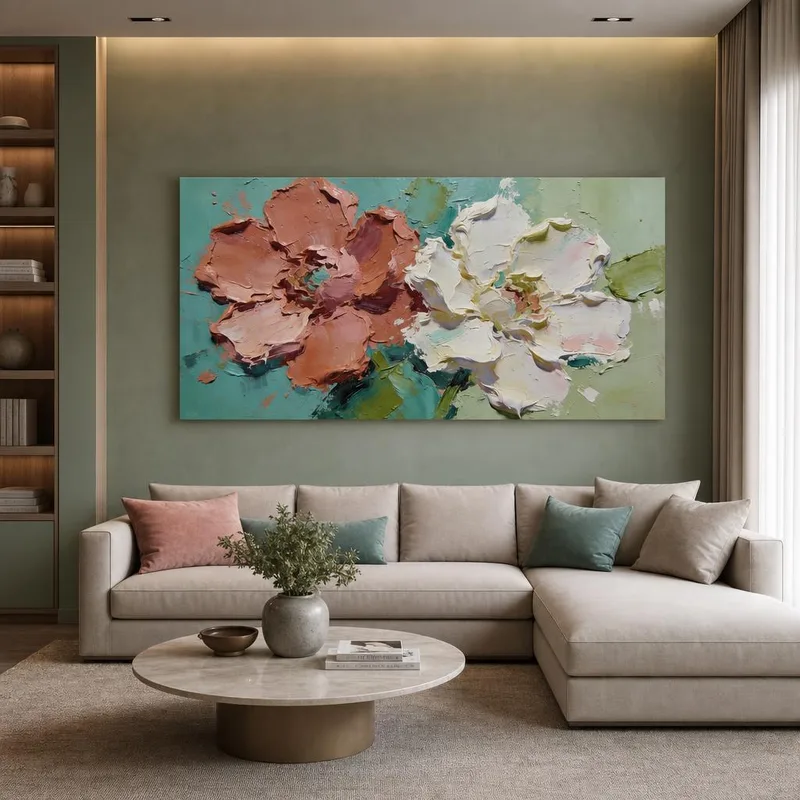 Impression sur toile duo floral texturé