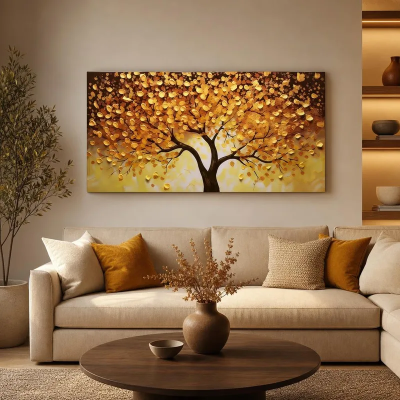 Albero Autunnale Dorato quadro moderno su tela