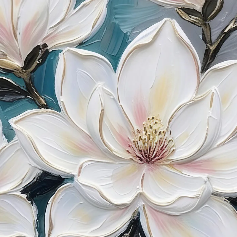 Toile artistique fleurs de magnolia blanches