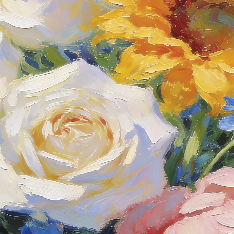 Quadro moderno bouquet di girasoli e rose