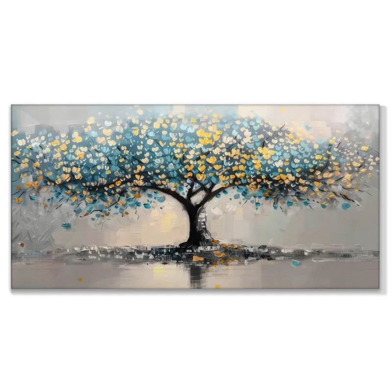 Arbre d'Automne Éclatant aux Feuilles Dorées tableau sur toile
