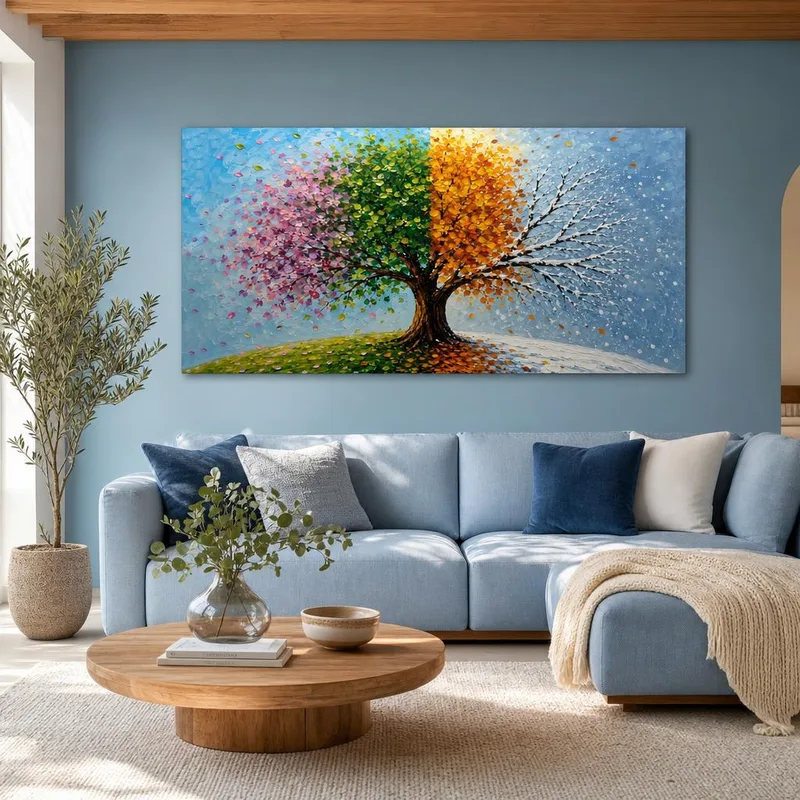 Impression sur toile arbre quatre saisons