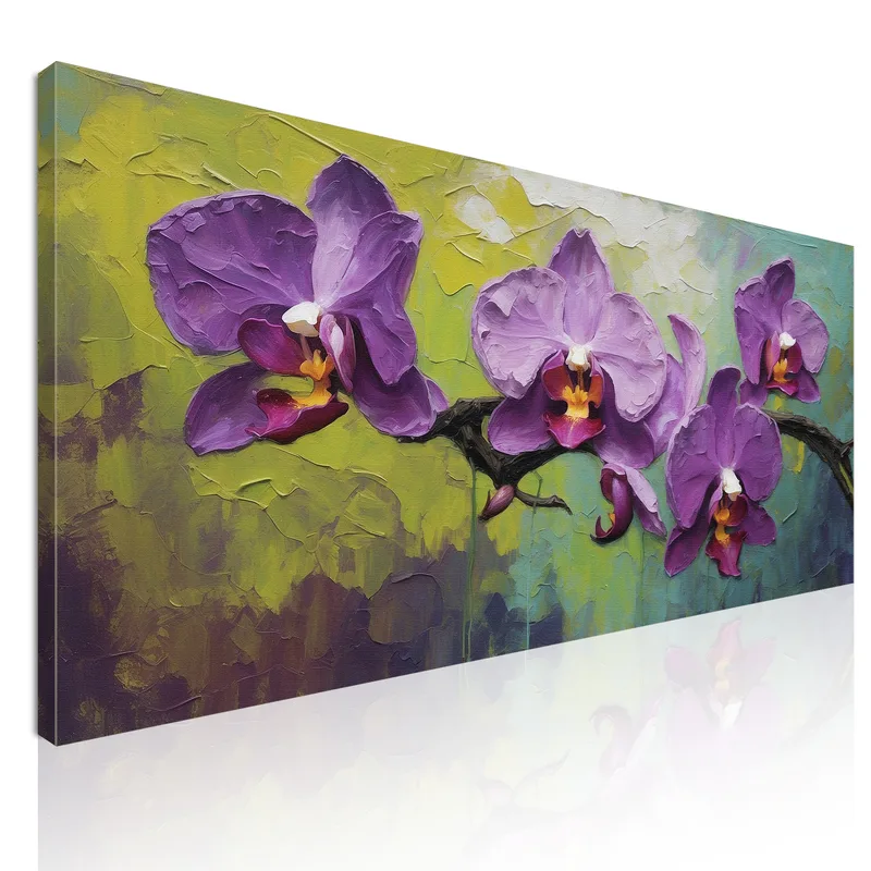 Toile artistique impression d'orchidée pourpre