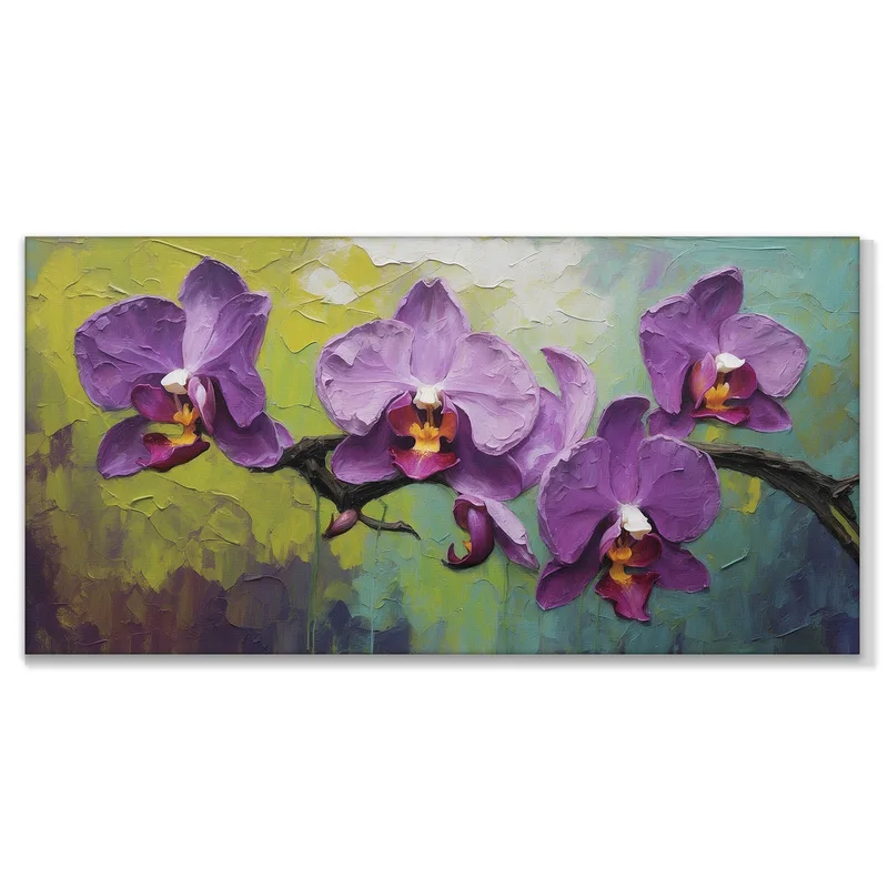 Toile artistique impression d'orchidée pourpre