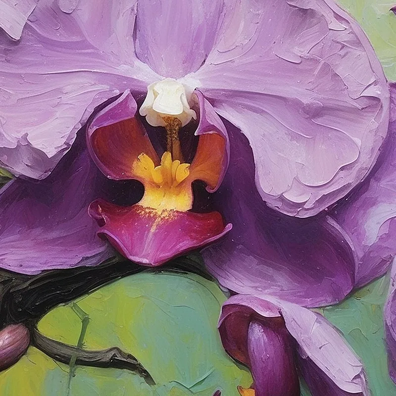 Toile artistique impression d'orchidée pourpre