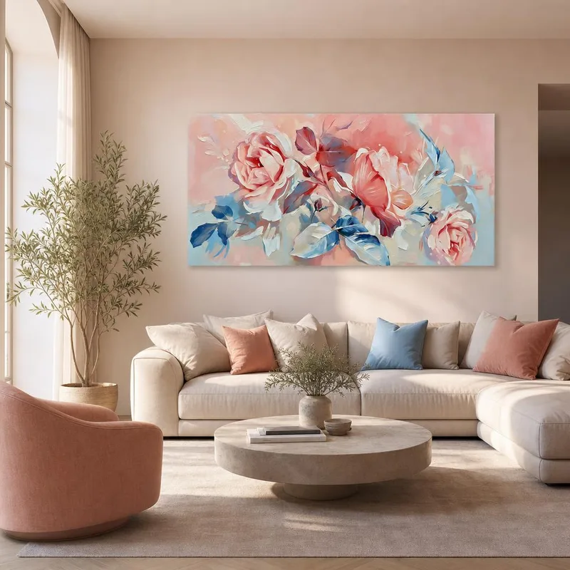 Impression sur toile roses roses abstraites