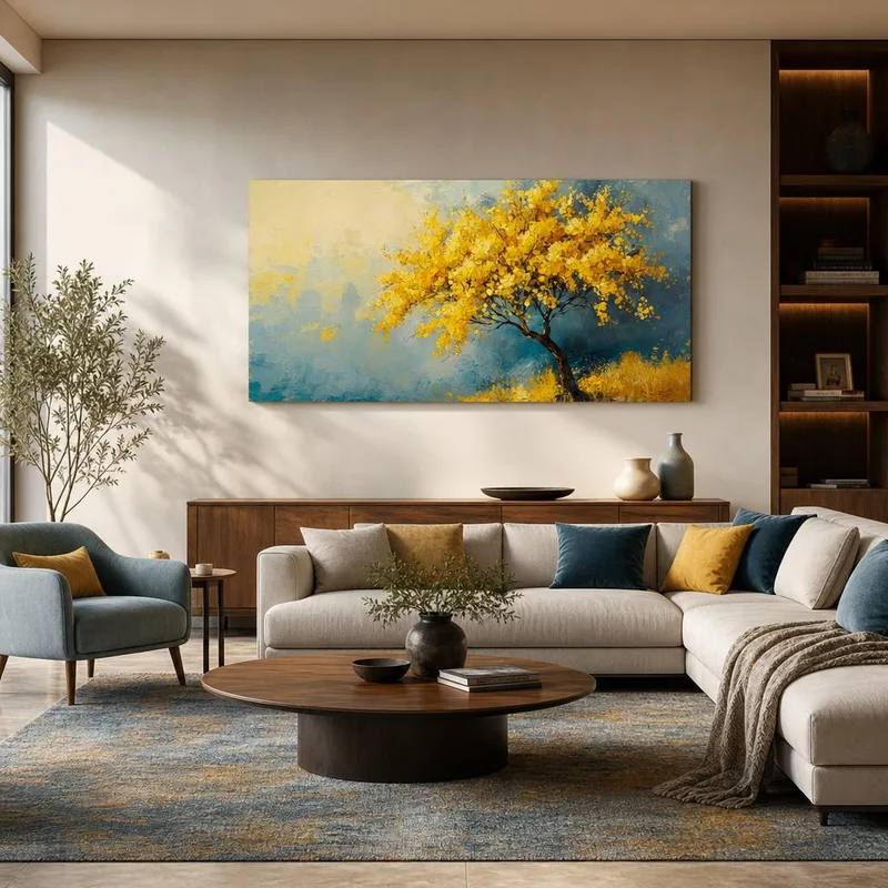 Arbre Jaune en Fleurs tableau moderne