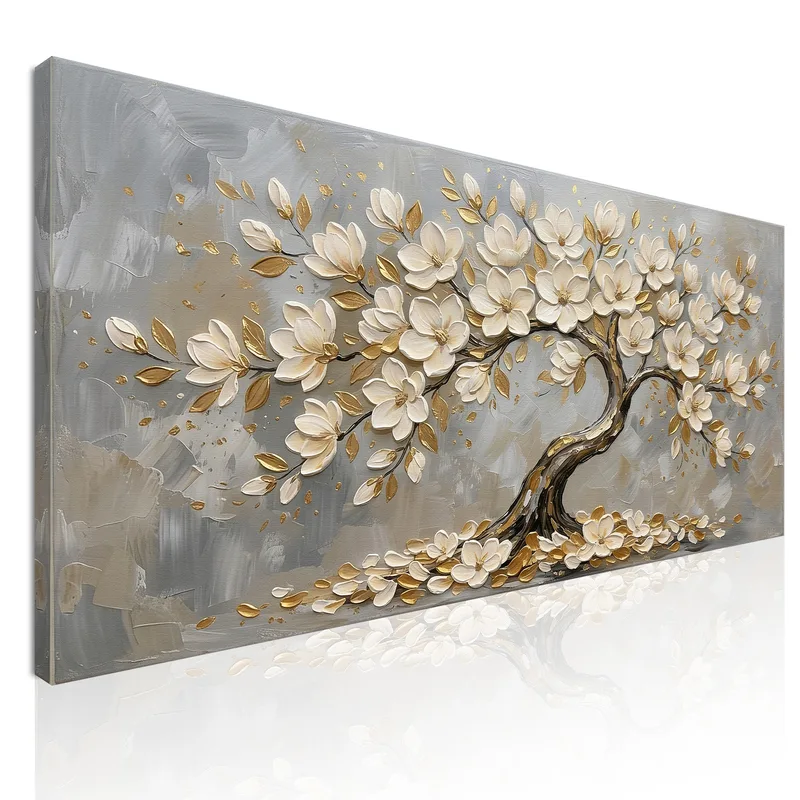 Arbre Fleurissant Doré tableau sur toile