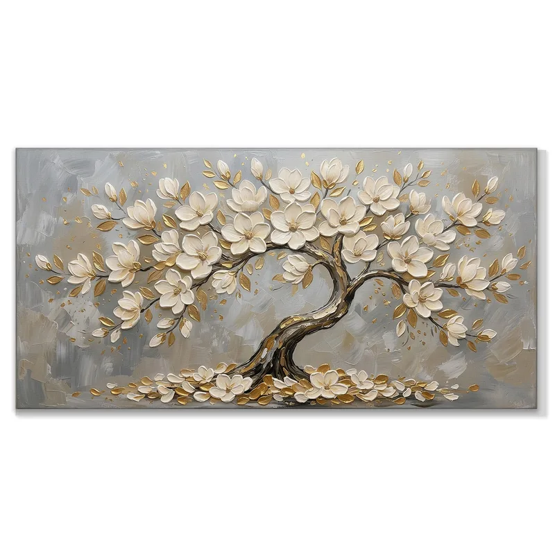 Arbre Fleurissant Doré tableau sur toile